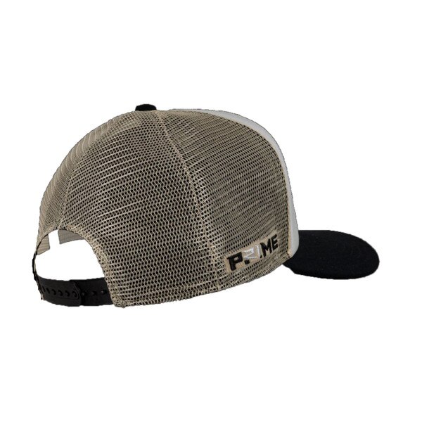 A netted trucker-hat style backing with a Nike logo on one side and a Prime logo on the other.